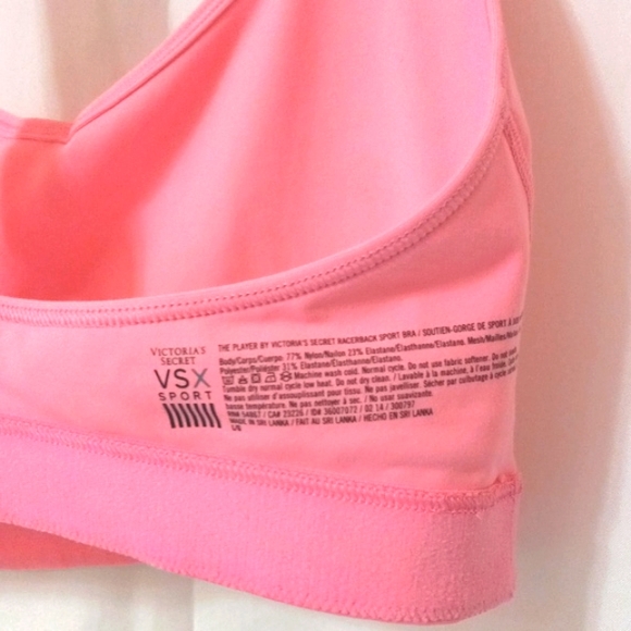 The Player VICTORIA'S SECRET VSX Sports Bra Hot Pink Sz L Logo Racerback - Picture 3 of 4